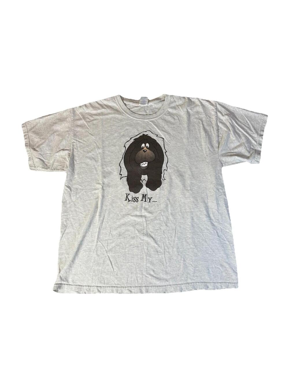 Vintage Break Through T Shirt Men’s XL Bear Kiss My Nature Comedy‎ White